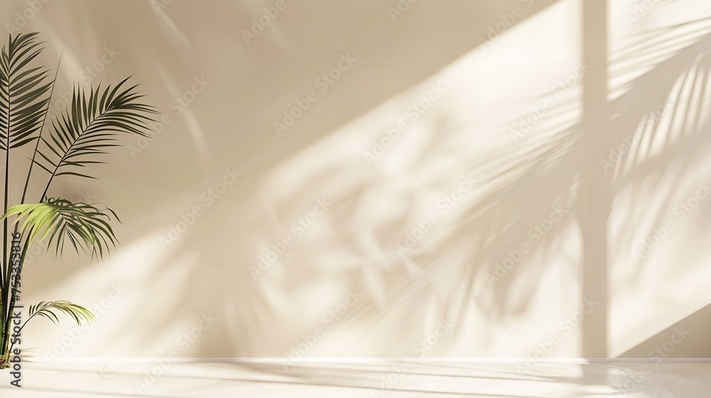 Generative AI : Minimalistic abstract gentle light beige background for product presentation with light andand intricate shadow Generative AI : Minimalistic abstract gentle light beige background for product presentation with light andand intricate shadow
