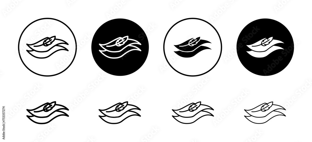 Soft fabric vector icon set collection. Soft fabric Outline flat Icon.