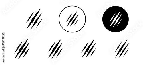 Claws scratches vector icon set collection. Claws scratches Outline flat Icon.