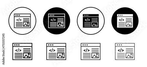 Front end development vector icon set collection. Front end development Outline flat Icon.