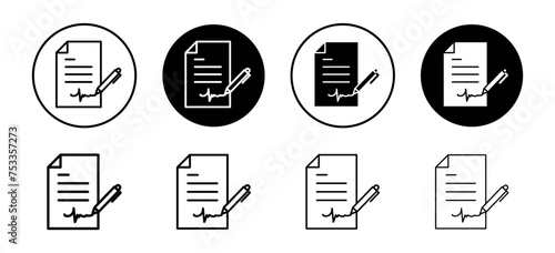 Signature in documents vector icon set collection. Signature in documents Outline flat Icon.