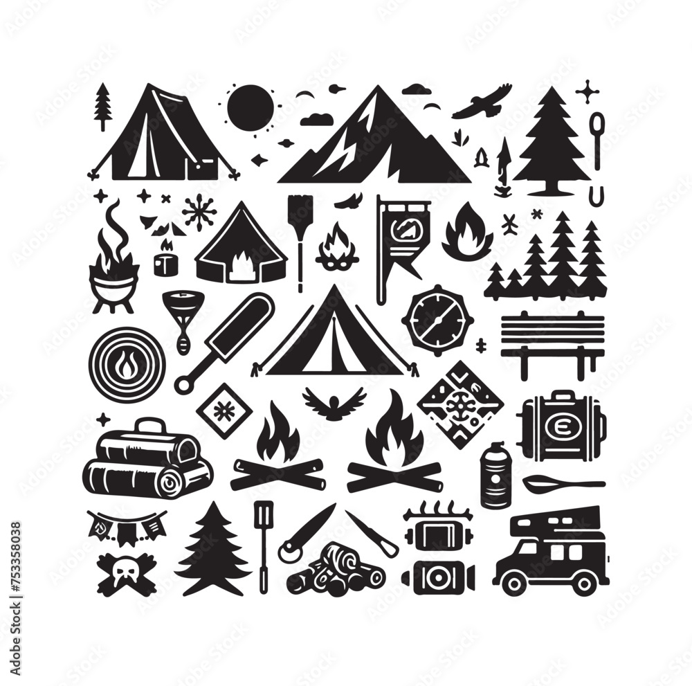 Camping icons Vector illustration