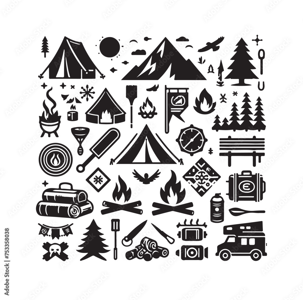 Camping icons Vector illustration Camping icons Vector illustration