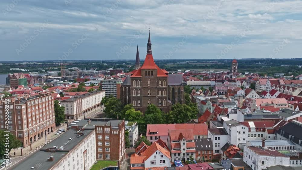 Aerial drone view of St. Mary's Church ( Marienkirche ) Rostock , Germany Aerial drone view of St. Mary's Church ( Marienkirche ) Rostock , Germany