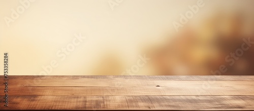 Empty wooden table on soft background