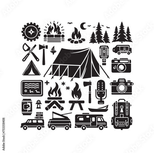 Camping icons Vector illustration