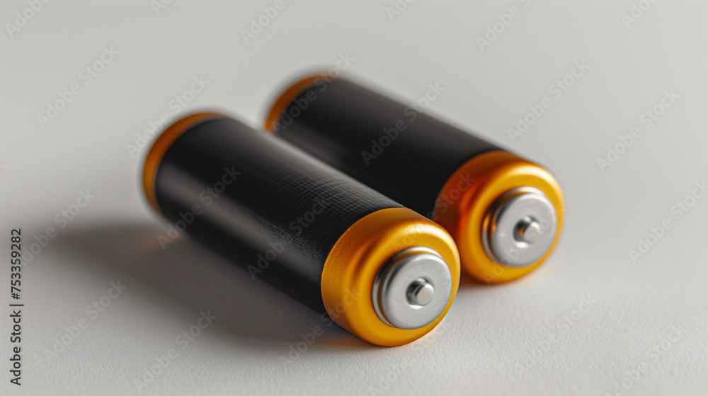 One AA battery isolated on white, with clipping path. Single black battery on a yellow pastel background. Single AA battery stands vertically isolated on transparent background. Alkaline. One AA battery isolated on white, with clipping path. Single black battery on a yellow pastel background. Single AA battery stands vertically isolated on transparent background. Alkaline.