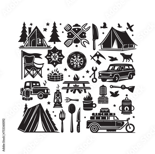 Camping icons Vector illustration