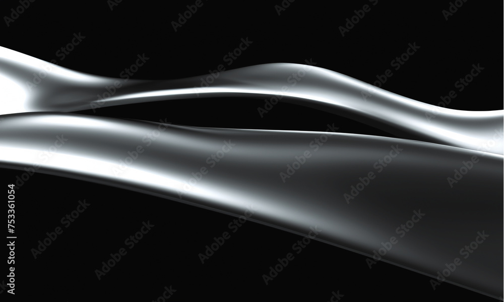 Fototapeta premium abstract metallic waves on black background