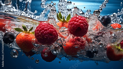 berries in water splash