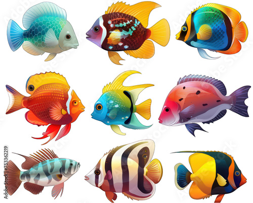 Vector illustration tropical fish on white background