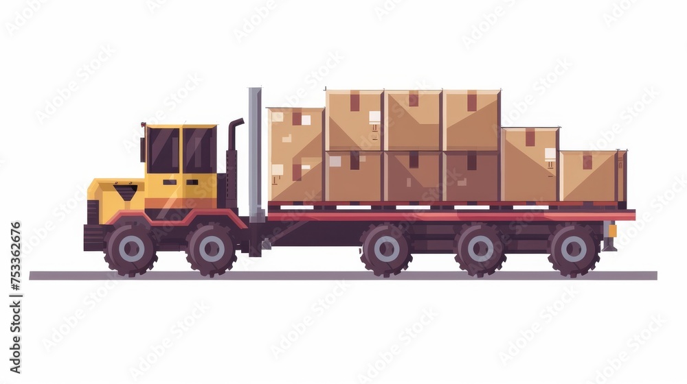 Warehouse workers and forklift drivers Forklift carrying pallets with goods in boxes, transportation, moving Warehouse workers and forklift drivers Forklift carrying pallets with goods in boxes, transportation, moving