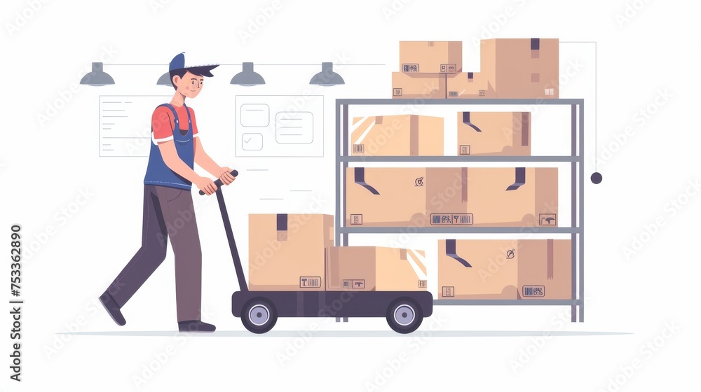 Warehouse workers and forklift drivers Forklift carrying pallets with goods in boxes, transportation, moving Warehouse workers and forklift drivers Forklift carrying pallets with goods in boxes, transportation, moving