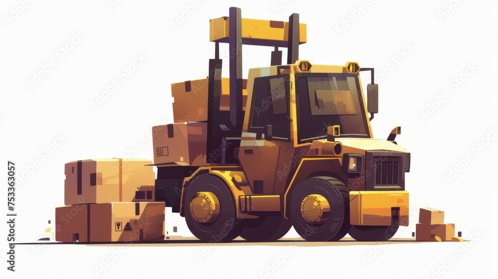 Warehouse workers and forklift drivers Forklift carrying pallets with goods in boxes, transportation, moving Warehouse workers and forklift drivers Forklift carrying pallets with goods in boxes, transportation, moving