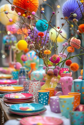 A Feast for the Eyes: An Artfully Arranged Table Adorned with Handcrafted Easter Decorations and Delights