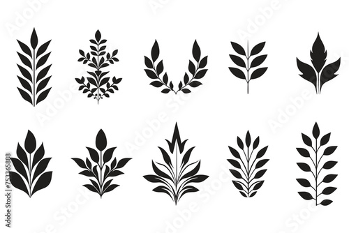 Leaf and flower logo for yoga in modern minimal style #753365888