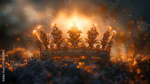 Shinny crown drop down on dirt AI Image Generative