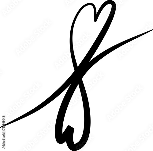Heart continuous line drawing. Decorative design