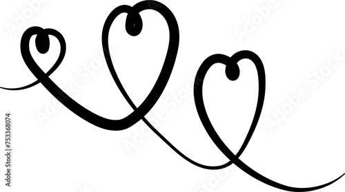 Heart continuous line drawing. Decorative design