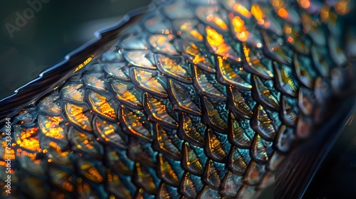 Close-up of Fish Scales in Liquid Metal and Petzval Style