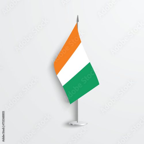 Côte d'Ivoire table flag icon on light grey background.
Ivory Coast desk flag icon isolated on barely white background.