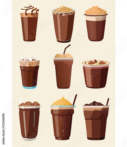 Set of Chocolate Sweet Drink VECTOR Editable