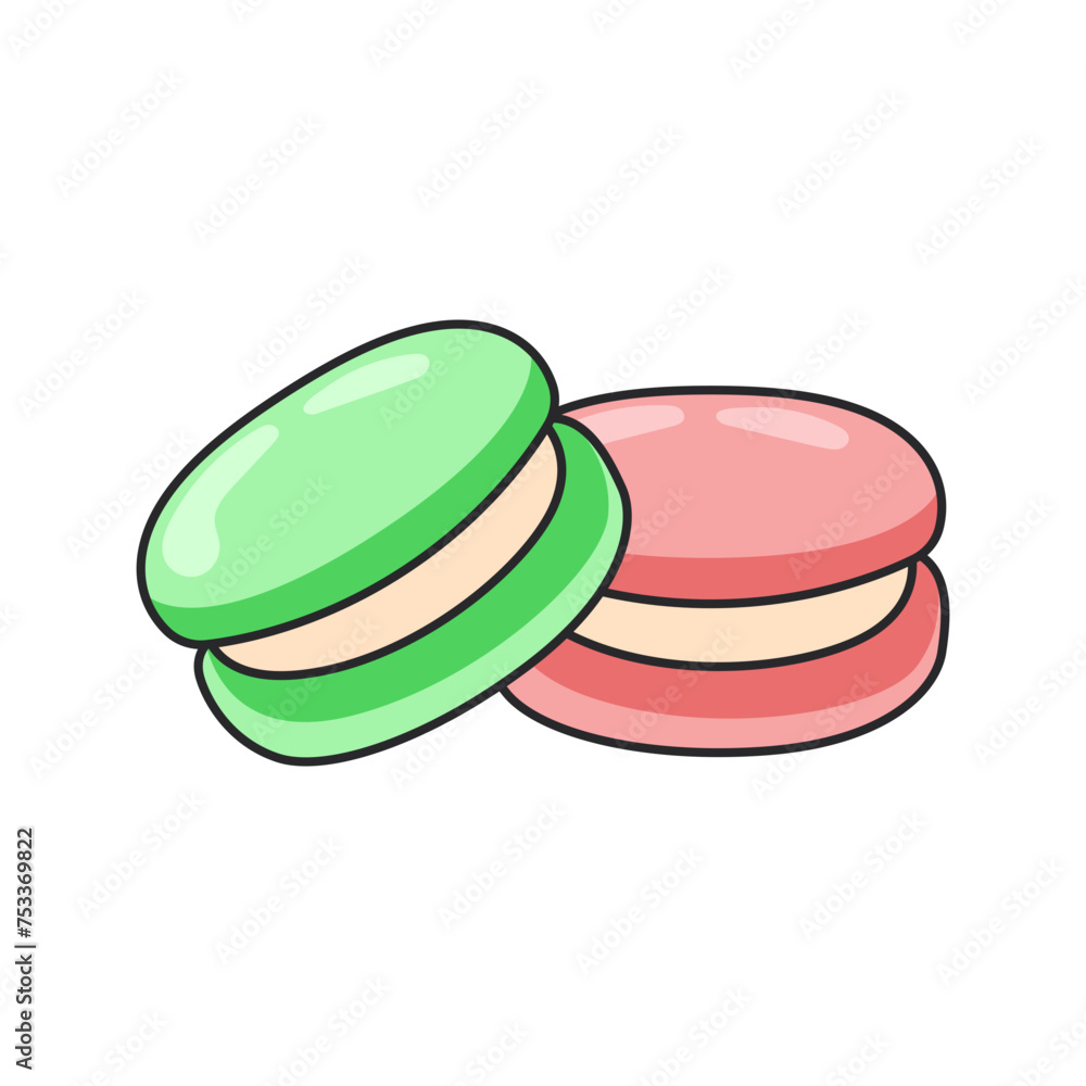 Colorful macaroons icon in cartoon style on a white background Colorful macaroons icon in cartoon style on a white background