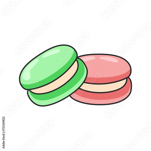Colorful macaroons icon in cartoon style on a white background