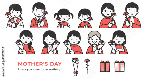 母の日の人物イラスト素材