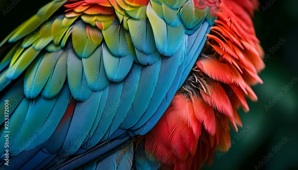 Obraz premium a close up of a colorful bird's feathers