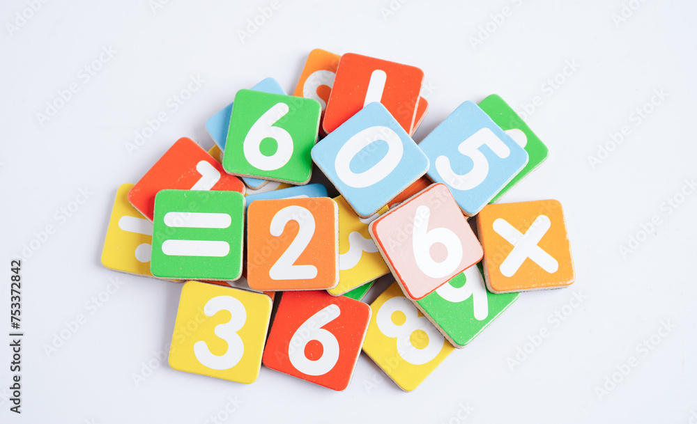 Number wood block cubes for learning Mathematic, education math concept. Number wood block cubes for learning Mathematic, education math concept.