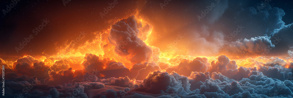 Erupting volcano illustration background,
 Futuristic Background Design. Cloud Formation with 
