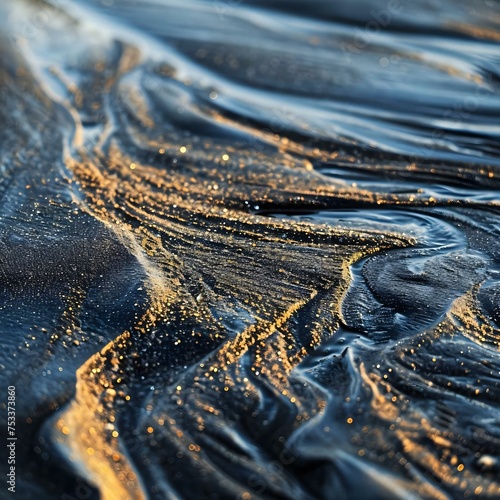 a close up of water and sand on a beach