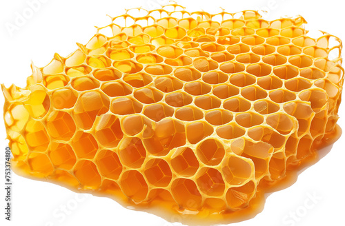  a Honeycomb filled with honey in 3/4 side view, PNG, in a Sweet treat-themed, isolated, and transparent photorealistic illustration. Generative ai