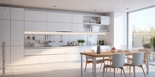 Modern white kitchen ed in . photo