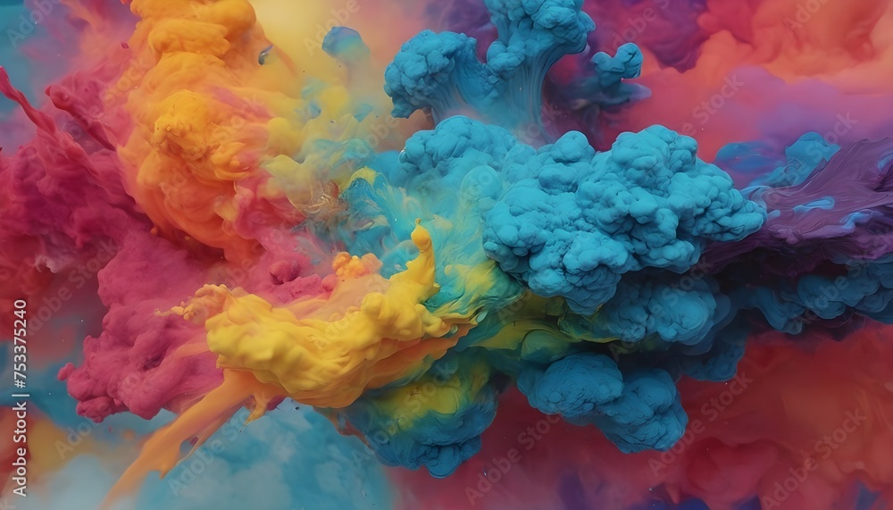 a close up of a colorful cloud of liquid in the air color ink