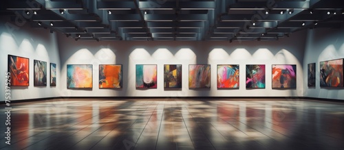 Modern exhibition hall interior Gallery room background photo