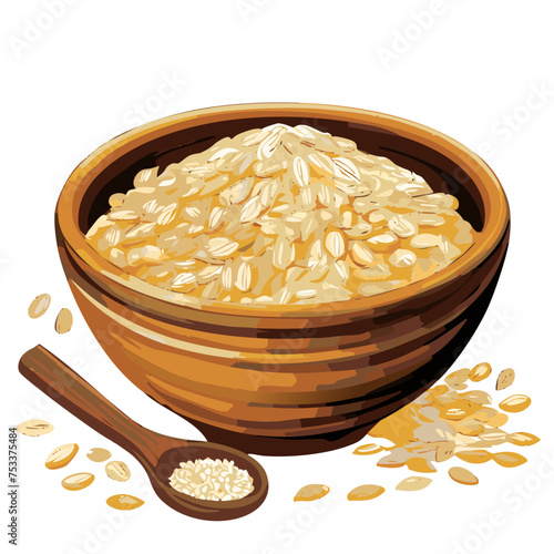 Oat Plants rolled oats 3d realistic icon set