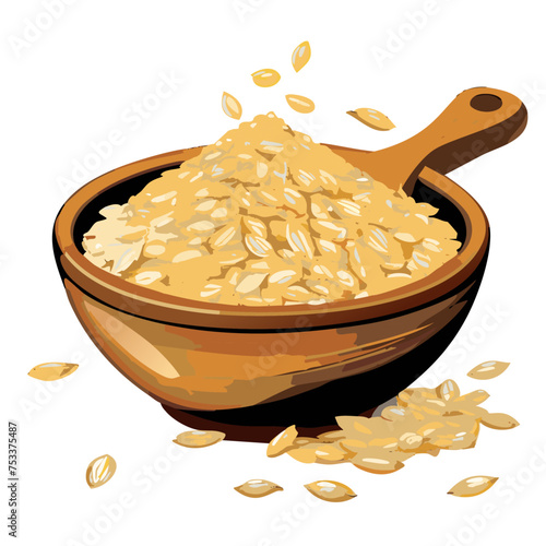 Oat Plants rolled oats 3d realistic icon set