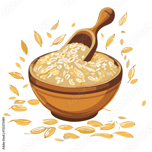 Oat Plants rolled oats 3d realistic icon set