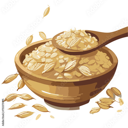 Oat Plants rolled oats 3d realistic icon set