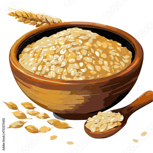 Oat Plants rolled oats 3d realistic icon set