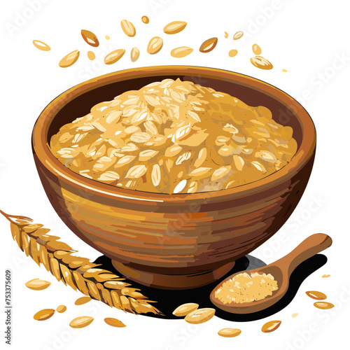 Oat Plants rolled oats 3d realistic icon set