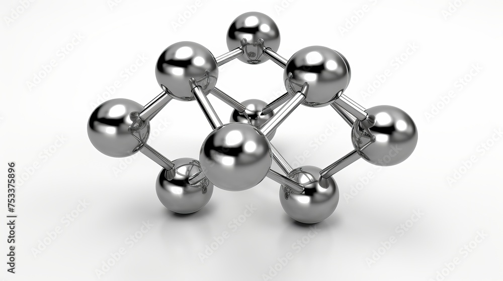 A 3D render of graphite atomic structure is showcased against a white background. A 3D render of graphite atomic structure is showcased against a white background.