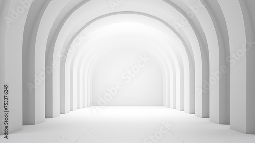 Arch hallway simple geometric background on white. Modern minimal concept hallway background