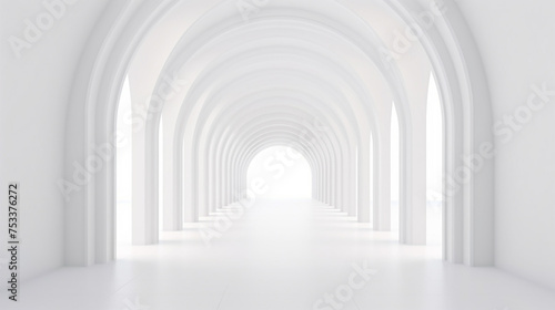 3d rendering. Arch hallway simple geometric background. Modern minimal concept on white theme