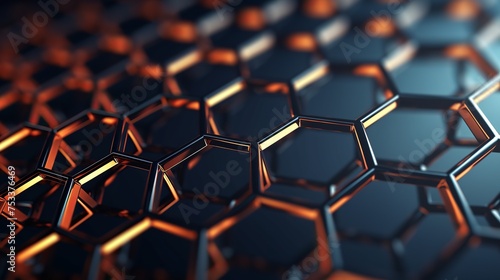 A 3D rendering presents the graphene molecular grid, emphasizing the concept of graphene tube structure with its hexagonal geometric form, set against a nanotechnology background.