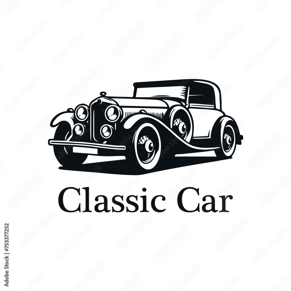 Classic vintage car vector design inspiration. Auto car logo design template. Classic vehicle symbol logotype. A classic car symbol silhouette. 