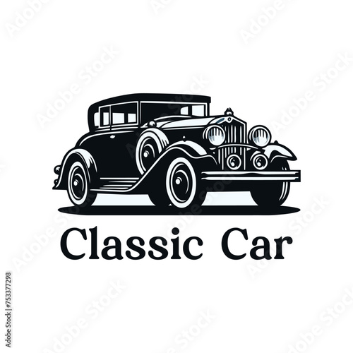 Classic vintage car vector design inspiration. Auto car logo design template. Classic vehicle symbol logotype. A classic car symbol silhouette. 