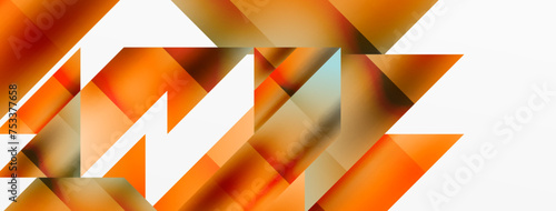 Vivid abstraction unfolds. Triangles in seamless harmony, composing dynamic geometric backdrop. Interplay of angles and hues forms captivating tapestry, evoking modernity and artistic allure